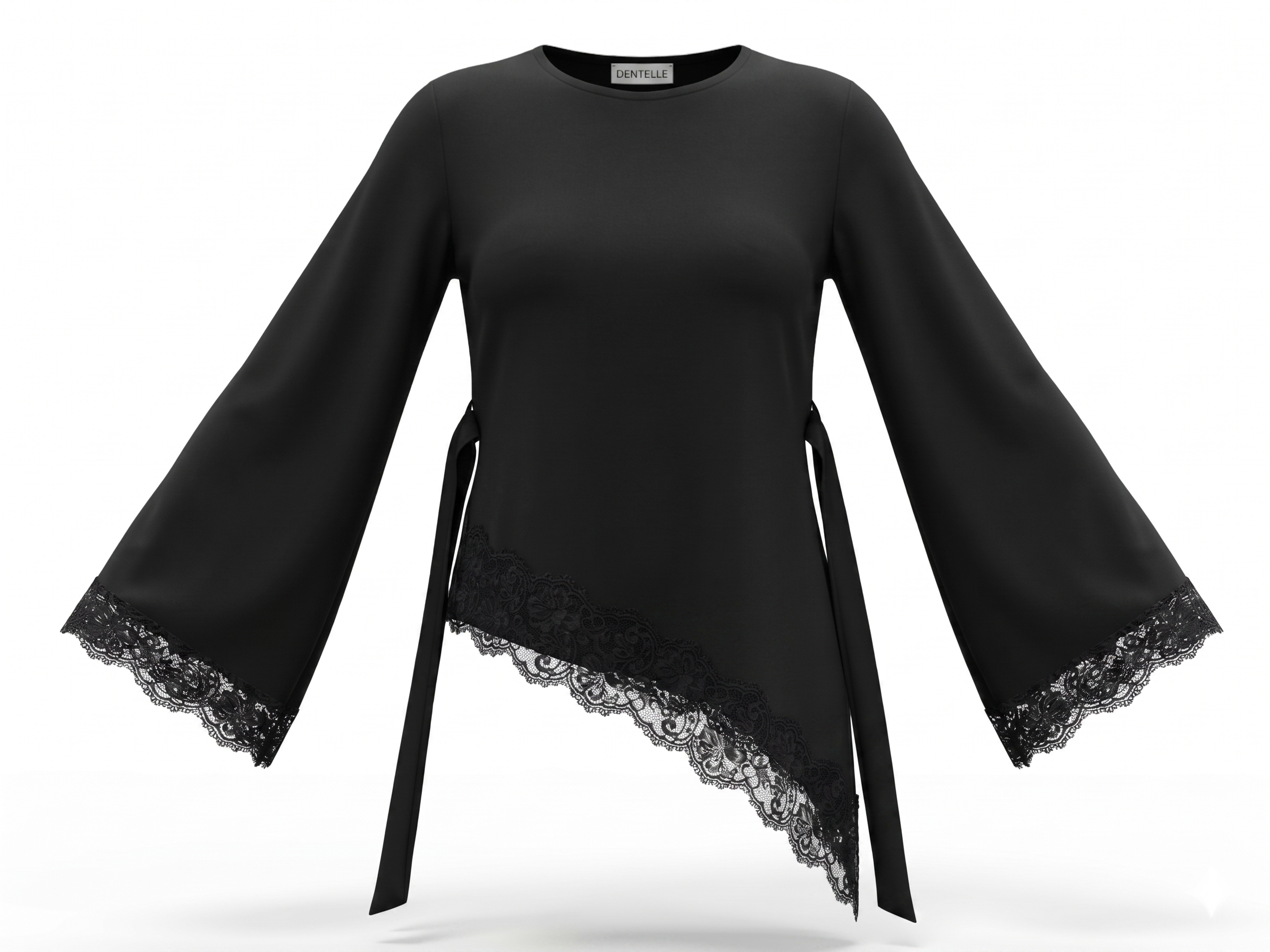 The Amélie Asymmetric Lace Top - Black