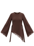 The Amélie Asymmetric Lace Top – Brown
