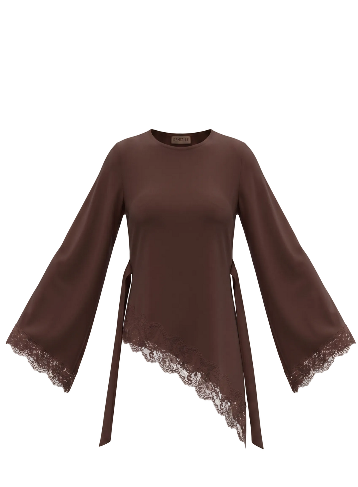 The Amélie Asymmetric Lace Top – Brown
