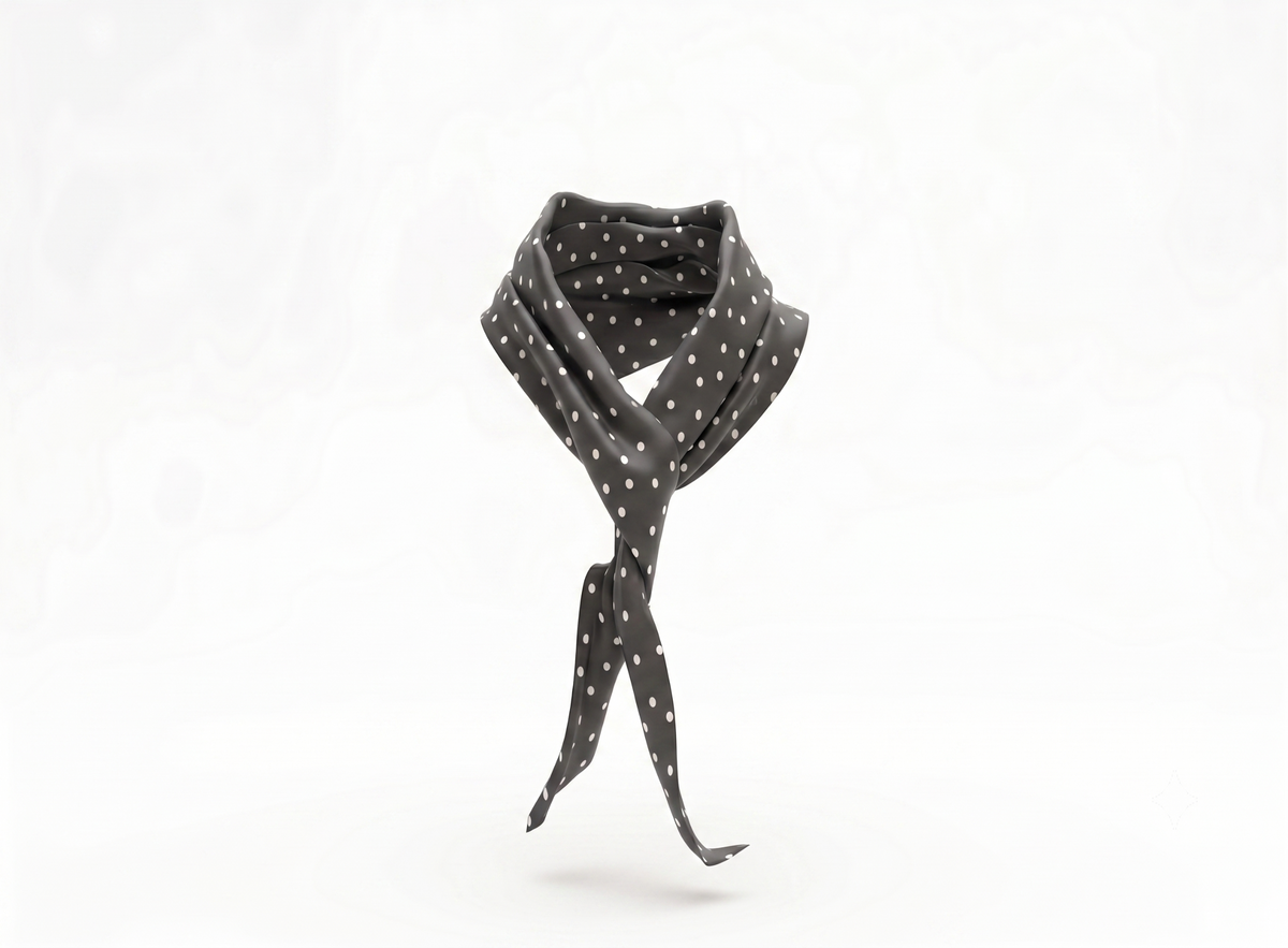 White Polka Dot Silk-Feel Scarf
