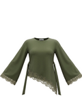 The Amélie Asymmetric Lace Top – Olive