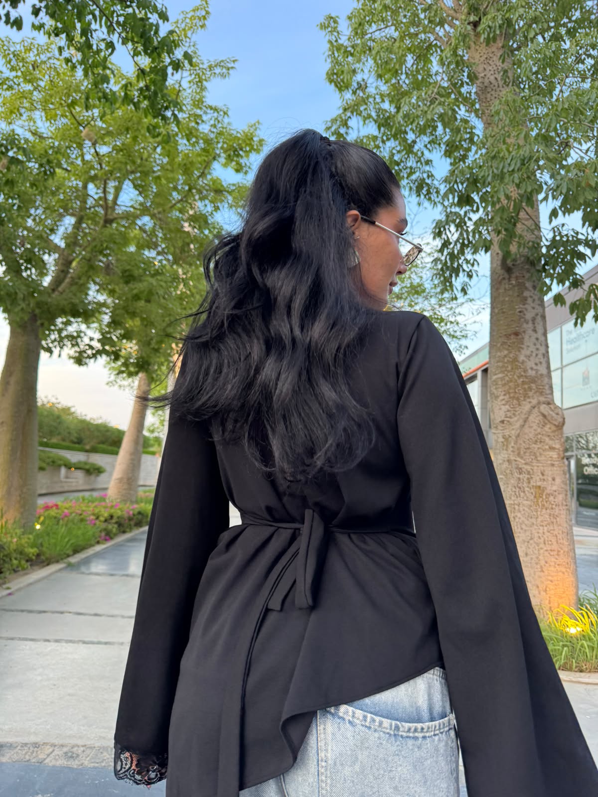 The Amélie Asymmetric Lace Top - Black